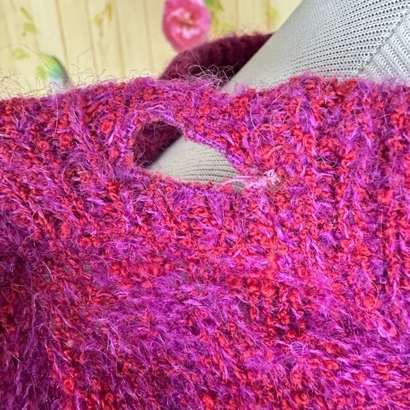 MISSONI Vintage Red and Pink Houndstooth Mohair Knit Dress Made in Italy - Picture 5 of 16